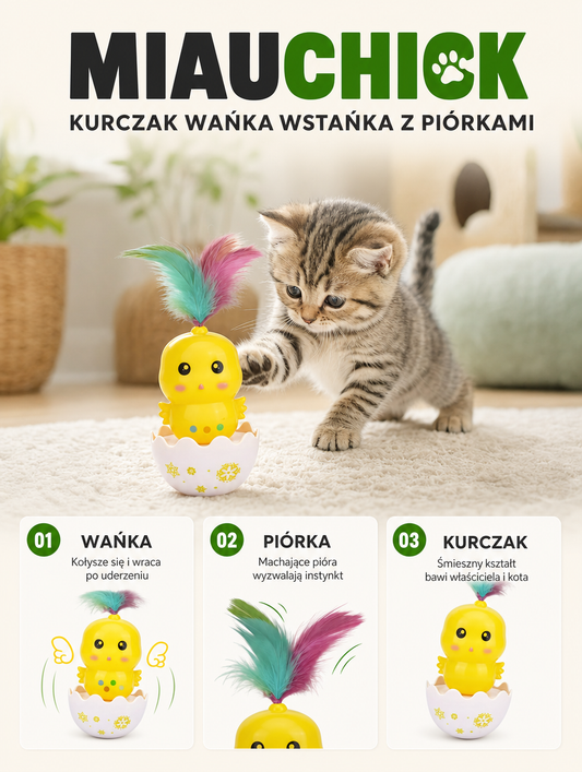 Miauchick - kurczak wańka wstąńka z piórkami | Nekoro