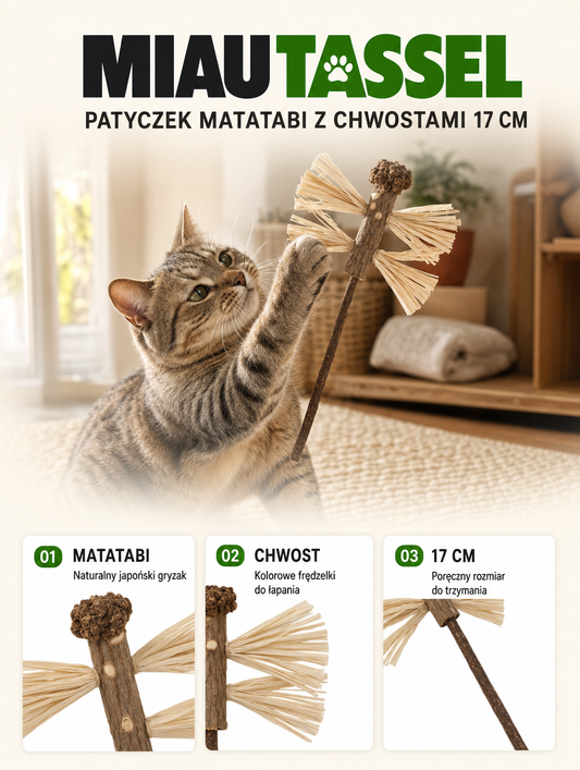 Miautassel - patyczek matatabi z chwostami 17 cm | Nekoro