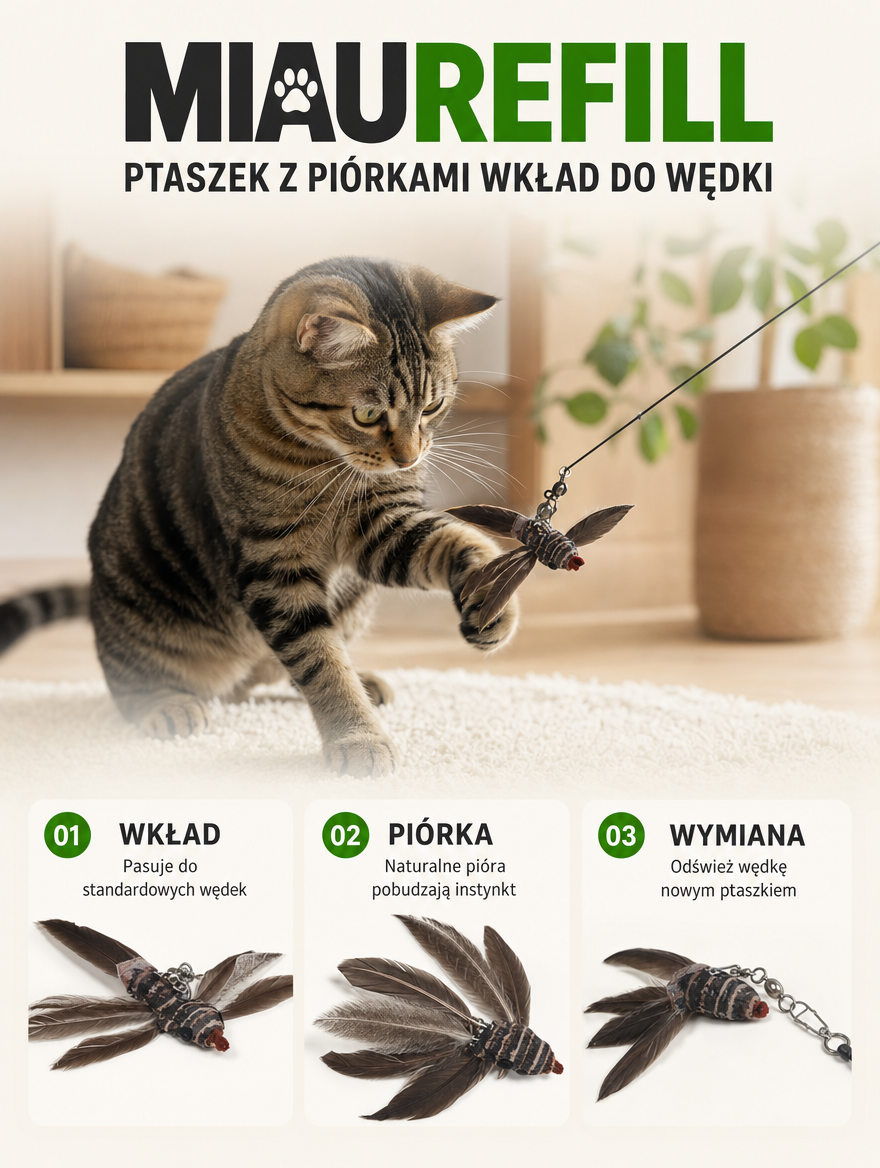 Miaurefill - ptaszek z piórkami wkład do wędki | Nekoro
