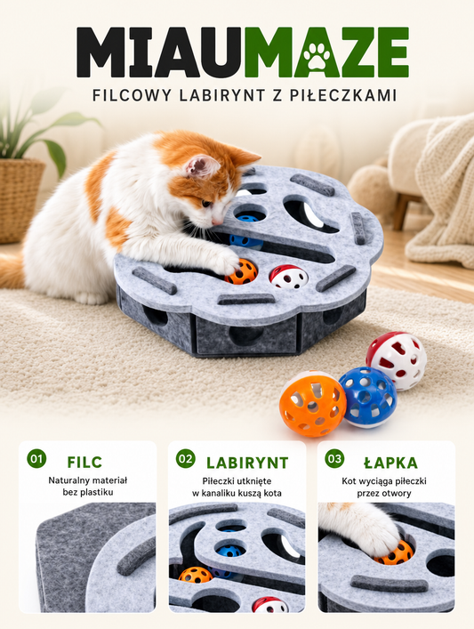 Miaumaze - filcowy labirynt z piłeczkami | Nekoro