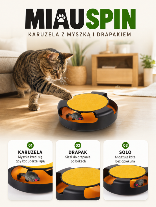 Miauspin - karuzela z myszką i drapakiem | Nekoro