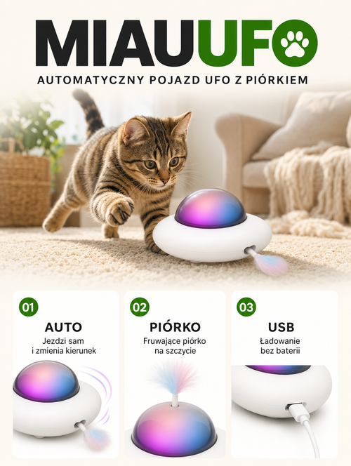 Miauufo - automatyczny pojazd UFO z piórkiem | Nekoro