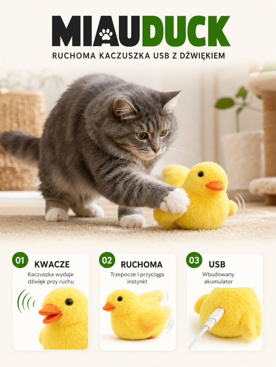 Miauduck - ruchoma kaczuszka USB z dźwiękiem | Nekoro