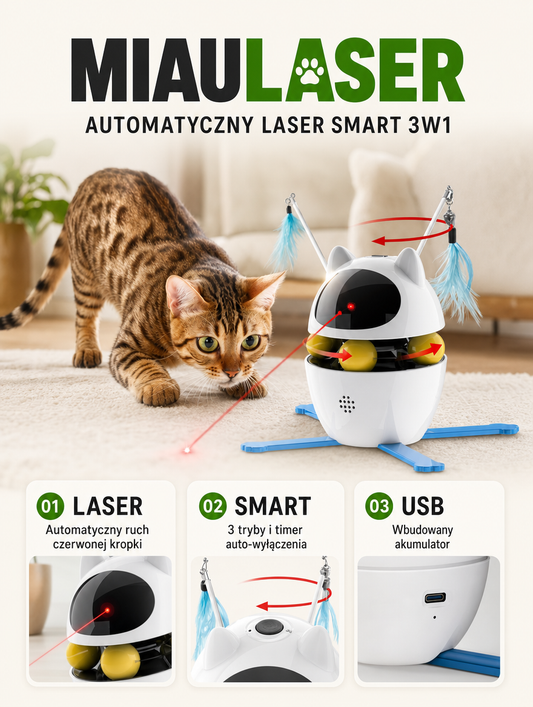 Miaulaser - automatyczny laser smart 3w1 | Nekoro