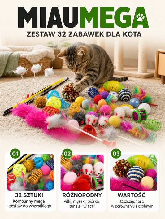 Miaumega - zestaw 32 zabawek dla kota | Nekoro