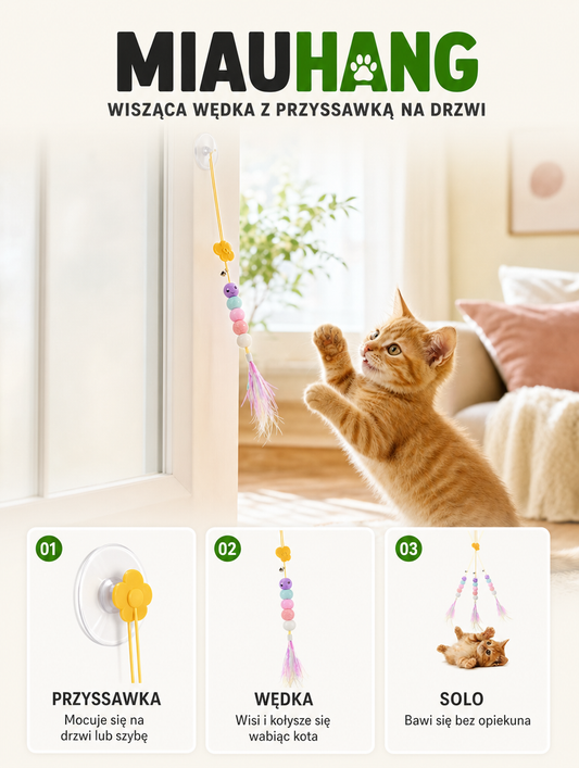 Miauhang - wisąca wędka z przyssawką na drzwi | Nekoro
