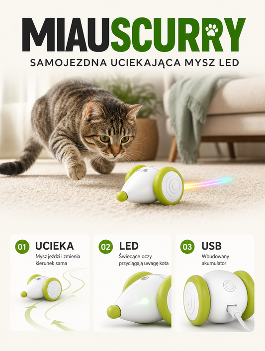 Miauscurry - samojezdna uciekająca mysz LED | Nekoro