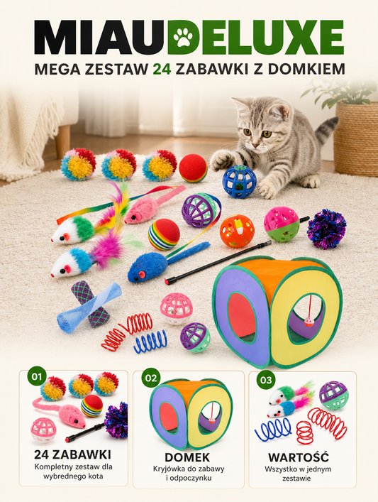 Miaudeluxe - mega zestaw 24 zabawki z domkiem | Nekoro