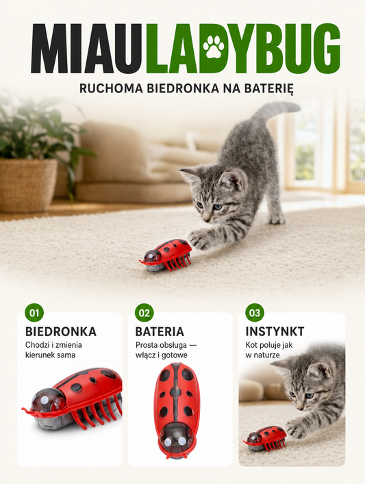 Miauladybug - ruchoma biedronka na baterię | Nekoro